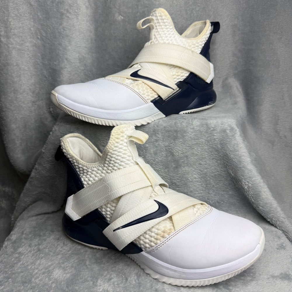 Nike LeBron Soldier 12 TB White Midnight Navy Basketball Shoes AT3872-105 Mens 9